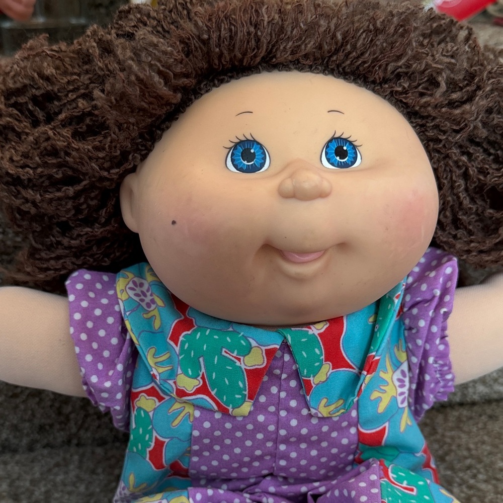 Cabbage Patch Kid 1991 Krinkle Hair Purple Polka Dot Outfit - Picture 13 of 16